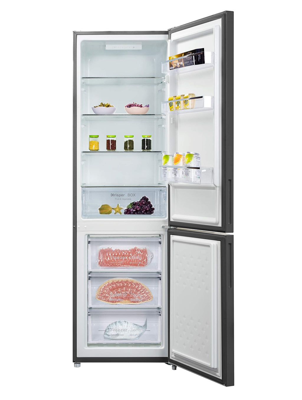 CHIQ Réfrigérateur congélateur bas FBM260L 262L (187+75), Low frost, Acier inoxydable, Portes réversibles, 39 db, 12 ans de garantie sur le compresseu