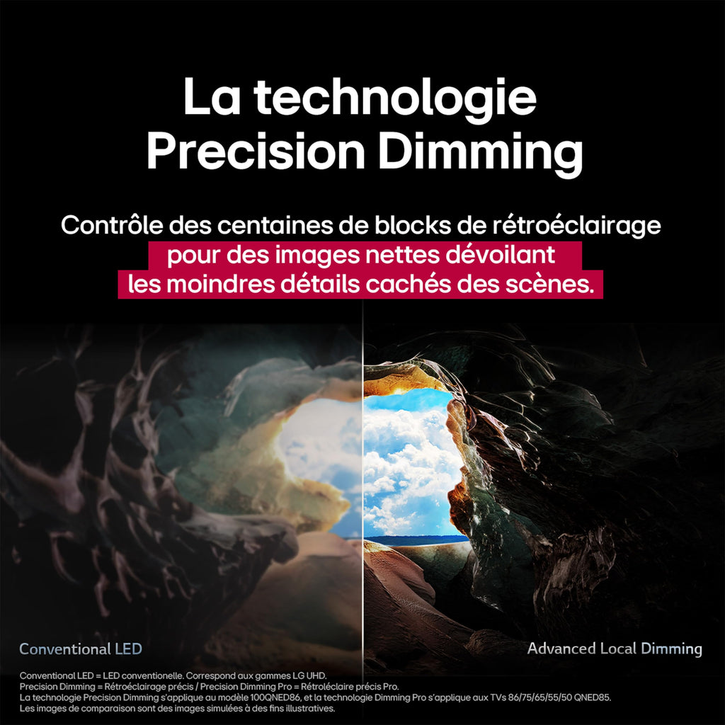 LG TV QNED Evo AI 2025 | 55QNED85A | 55'' (139 cm) | MiniLED 120Hz | Processeur α8 AI 4K Gen2 |Dolby Vision | Alexa
