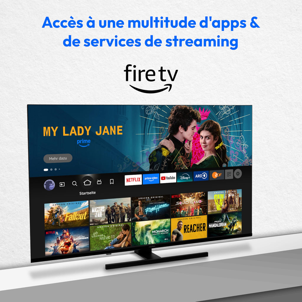 MEDION Téléviseur QLED 108 cm (43 "), Fire TV, Smart TV, Dolby Vision HDR, Dolby Atmos, Prime Video, Bluetooth, DVB-T2, MD 843800)