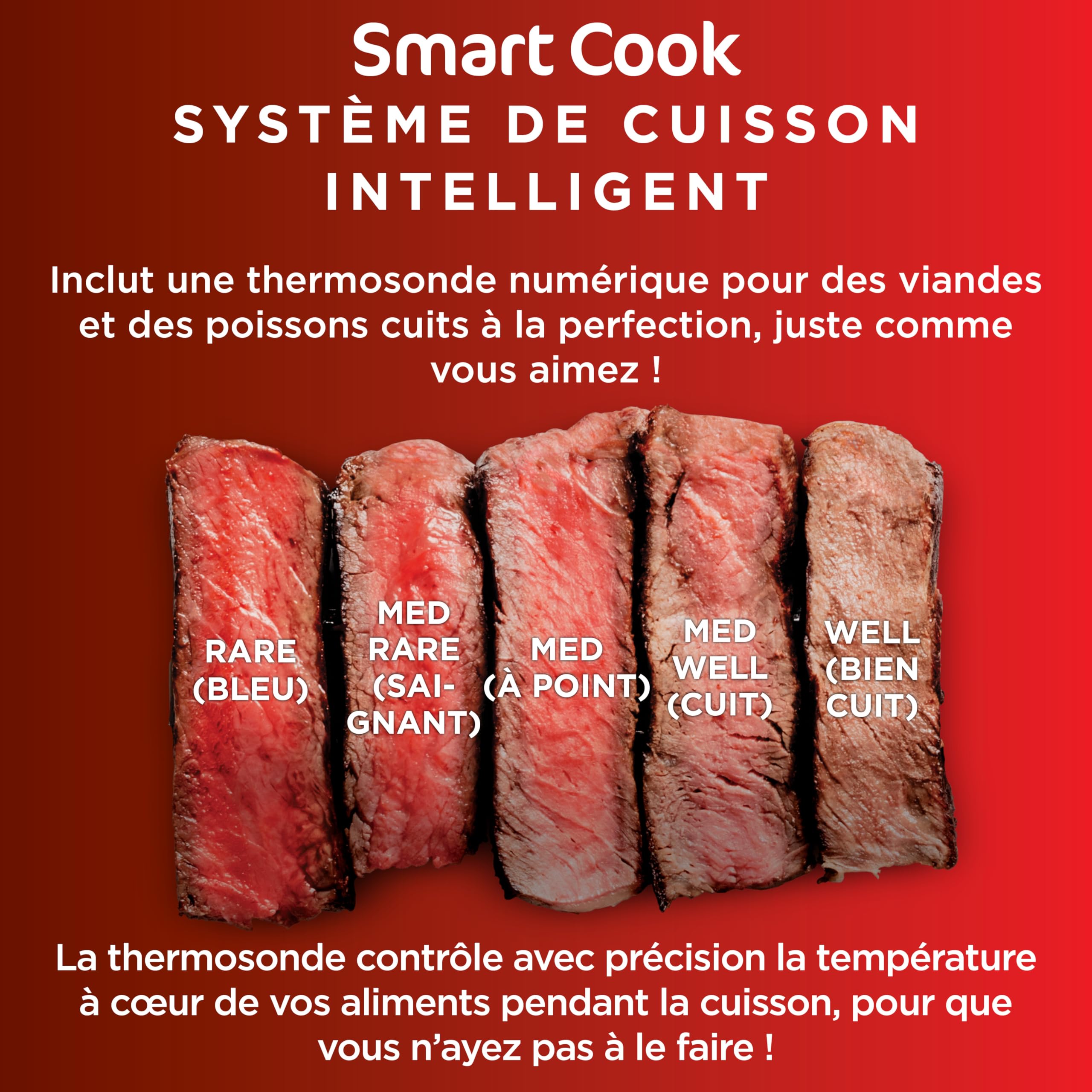 Ninja 5-en-1 Grill d’intérieur et friteuse sans huile, 5 modes, cuit jusqu’à 4 hamburgers, capacité 5,7 l, faible dégagement de fumée, thermomètre à viande numérique inclus, Noir/Argent, EG351EU