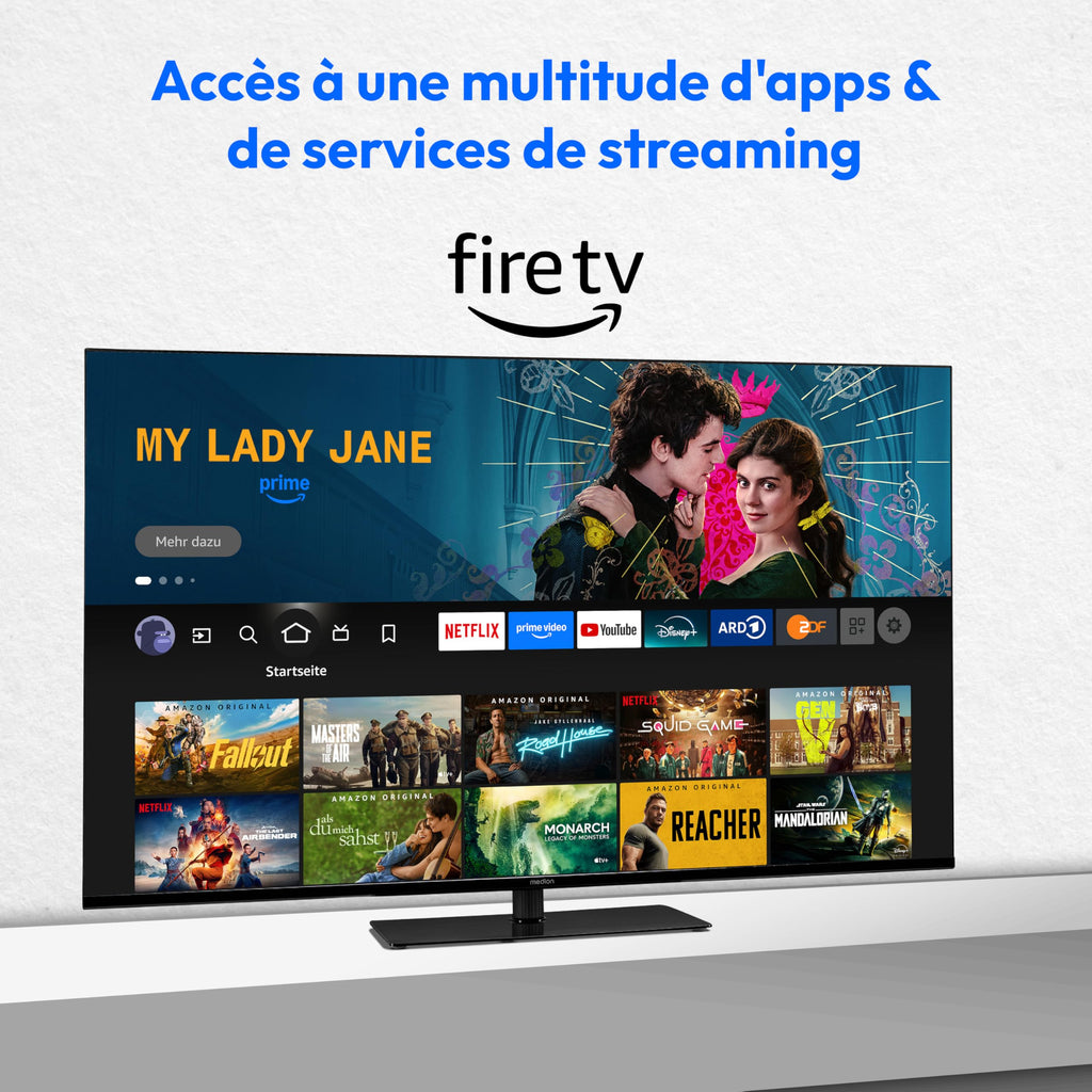 MEDION Téléviseur 50 Pouces (125,7 cm) Television (Fire TV, 4K Smart, Dolby Vision HDR, Dolby Atmos, Prime Video, Bluetooth, DVB-T2, MD 850500)