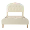 Lit à LED avec tête de lit en cuir synthétique