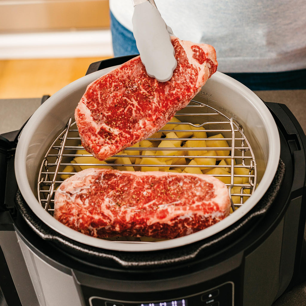 Ninja Multicuiseur Foodi, Air Fryer, 7-en-1, 6L, 7 fonctions de cuisson, Autocuiseur Multifonction, Cuisson sous pression, Friture à l'air, Cuisson lente, Gril et plus, Acier brossé et Noir, OP300EU