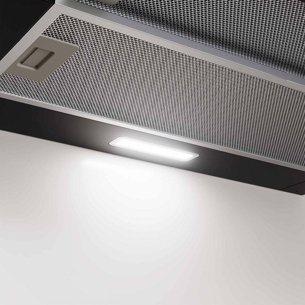 CIARRA CBCB6909A Classe A+ Hotte Télescopique Encastrable 60 cm 600 m³/h, Commande Tactile, 3 Vitesses, Recyclage & Evacuation, Filtre à Charbon CBCF055 Inclus, Noire